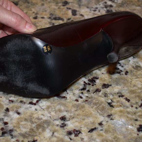 BCBG Generation Ariel Ruby Red Patent Peep Toe Heels Shoes Womens Size 6 1/2B - Picture 7 of 8